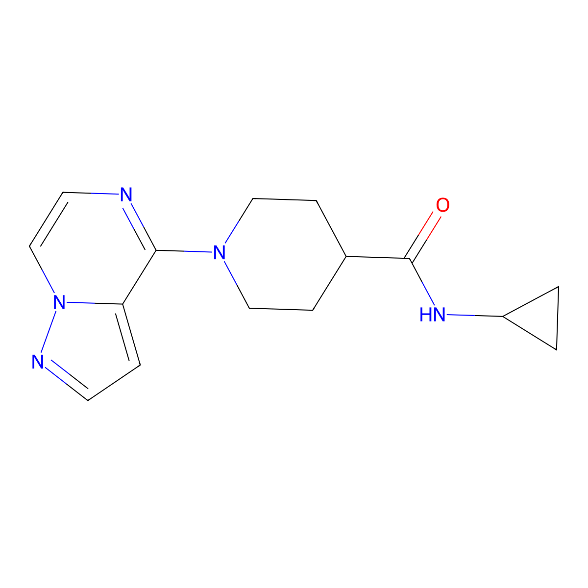 N-Cyclopropyl-1-(pyrazolo[1,5-a]pyrazin-4-yl)piperidine-4-carboxamide molecular structure, CAS 2741936-12-7