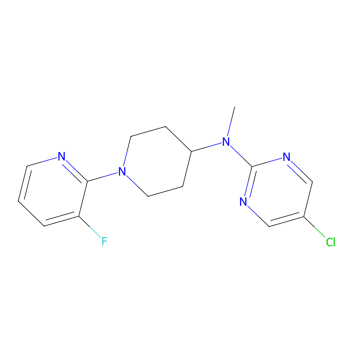5-chloro-N-[1-(3-fluoropyridin-2-yl)piperidin-4-yl]-N-methylpyrimidin-2-amine molecular structure, CAS 2741936-15-0