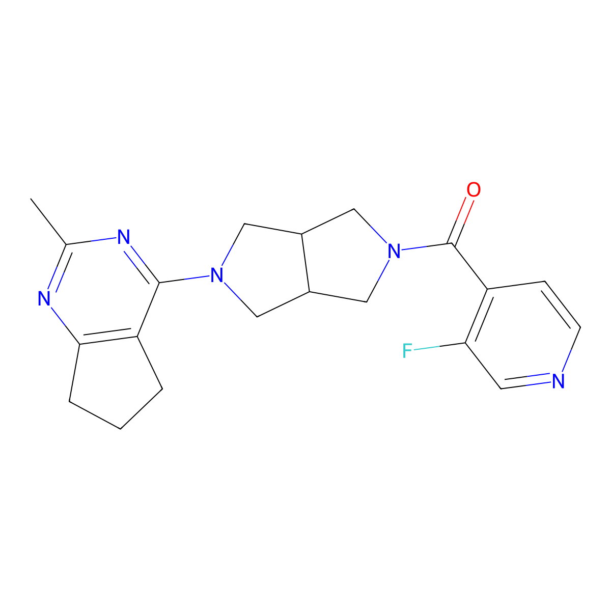 3-fluoro-4-(5-{2-methyl-5H,6H,7H-cyclopenta[d]pyrimidin-4-yl}-octahydropyrrolo[3,4-c]pyrrole-2-carbonyl)pyridine molecular structure, CAS 2741936-17-2