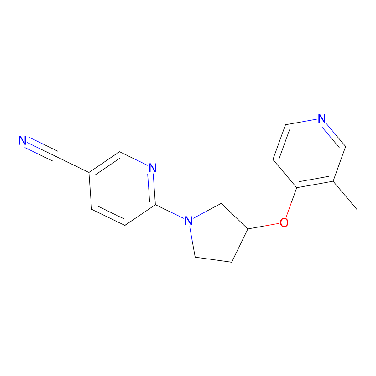 6-{3-[(3-Methylpyridin-4-yl)oxy]pyrrolidin-1-yl}pyridine-3-carbonitrile molecular structure, CAS 2741936-24-1