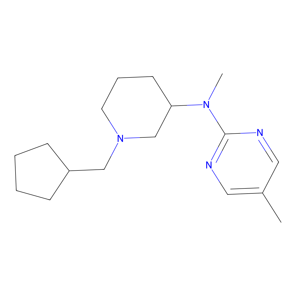 N-[1-(cyclopentylmethyl)piperidin-3-yl]-N,5-dimethylpyrimidin-2-amine molecular structure, CAS 2741936-27-4