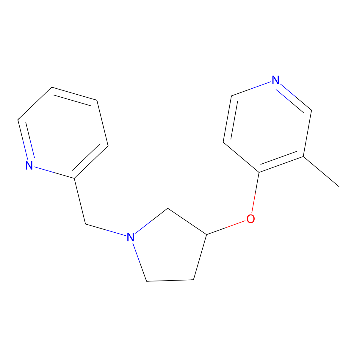 3-Methyl-4-({1-[(pyridin-2-yl)methyl]pyrrolidin-3-yl}oxy)pyridine molecular structure, CAS 2741936-37-6
