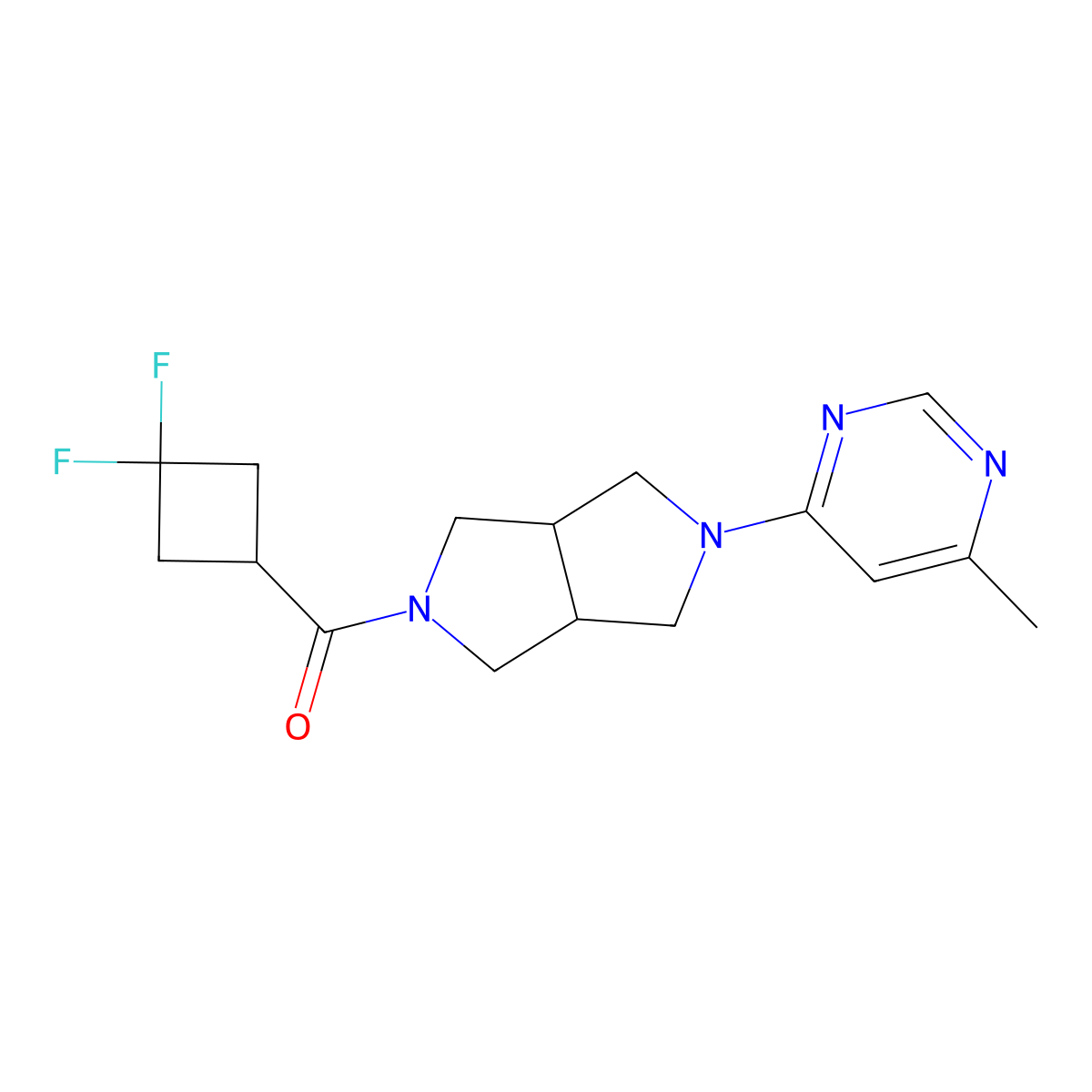 4-[5-(3,3-Difluorocyclobutanecarbonyl)-octahydropyrrolo[3,4-c]pyrrol-2-yl]-6-methylpyrimidine molecular structure, CAS 2741936-39-8