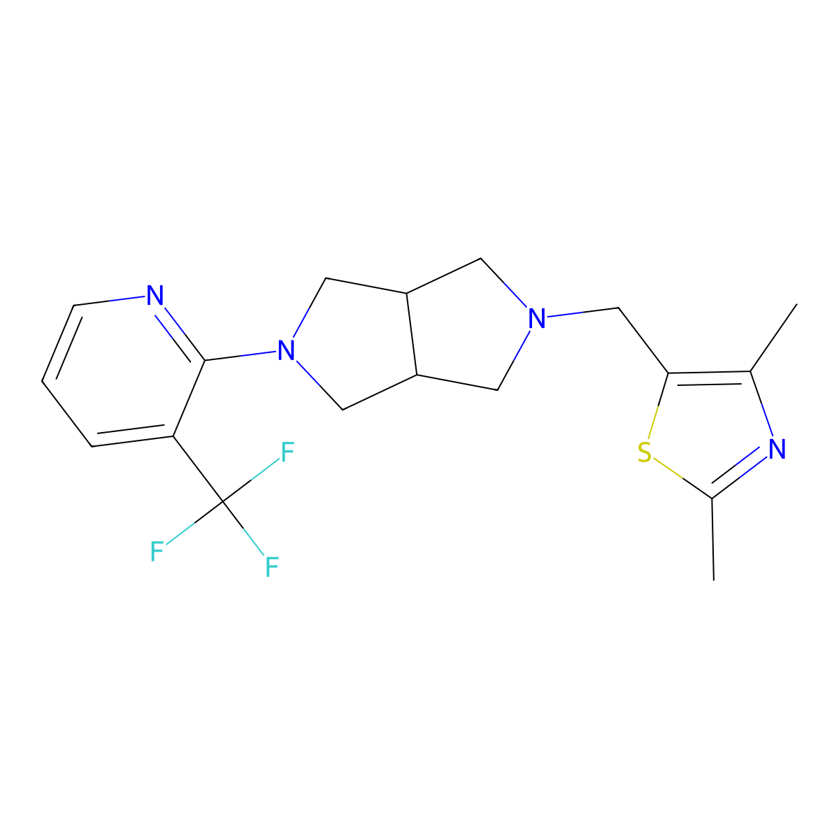 2-{5-[(2,4-Dimethyl-1,3-thiazol-5-yl)methyl]-octahydropyrrolo[3,4-c]pyrrol-2-yl}-3-(trifluoromethyl)pyridine molecular structure, CAS 2741936-42-3