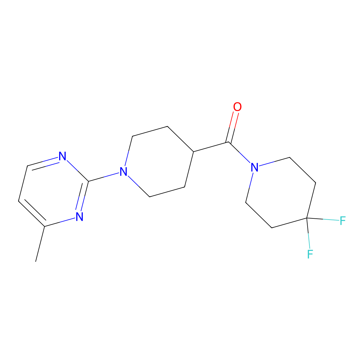 2-[4-(4,4-Difluoropiperidine-1-carbonyl)piperidin-1-yl]-4-methylpyrimidine molecular structure, CAS 2741936-45-6