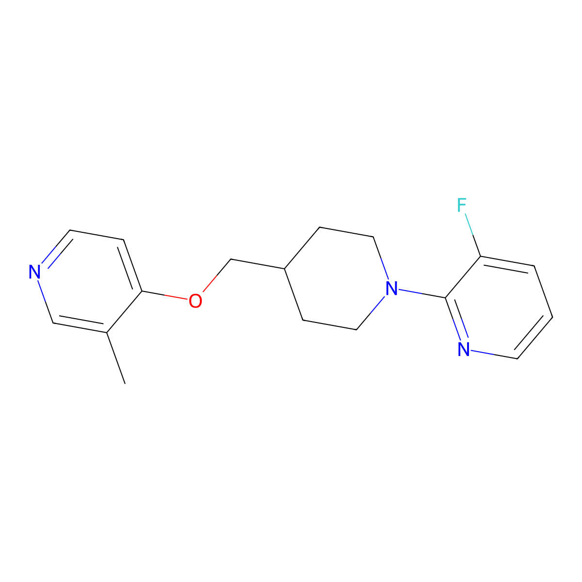 3-Fluoro-2-(4-{[(3-methylpyridin-4-yl)oxy]methyl}piperidin-1-yl)pyridine molecular structure, CAS 2741936-47-8