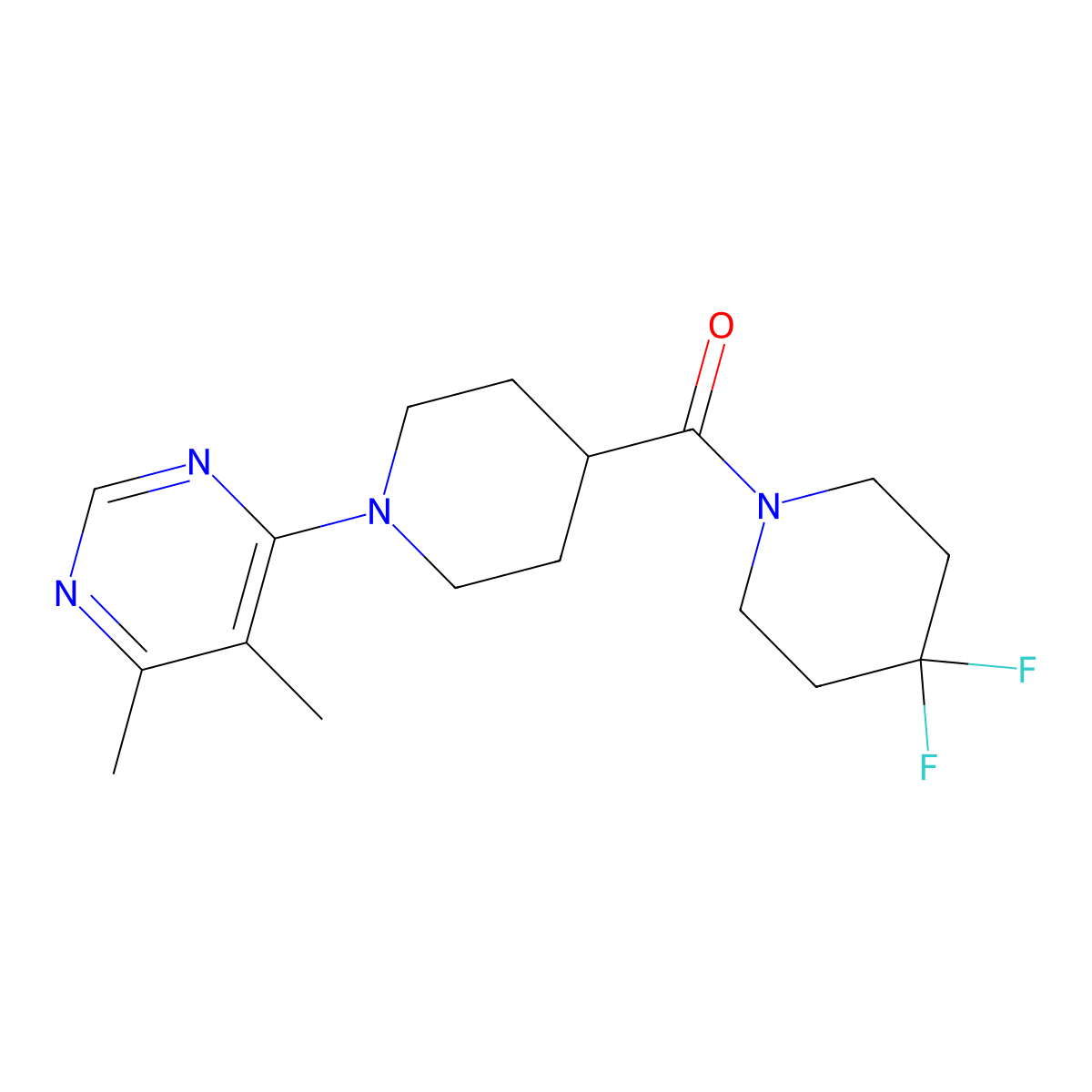 4-[4-(4,4-Difluoropiperidine-1-carbonyl)piperidin-1-yl]-5,6-dimethylpyrimidine molecular structure, CAS 2741936-54-7