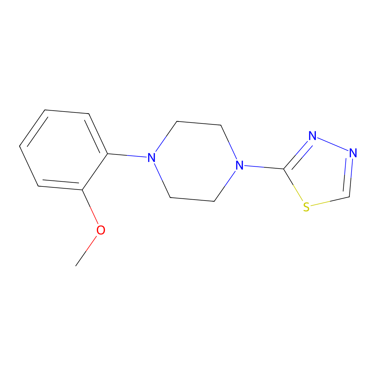 1-(2-Methoxyphenyl)-4-(1,3,4-thiadiazol-2-yl)piperazine molecular structure, CAS 2741936-55-8