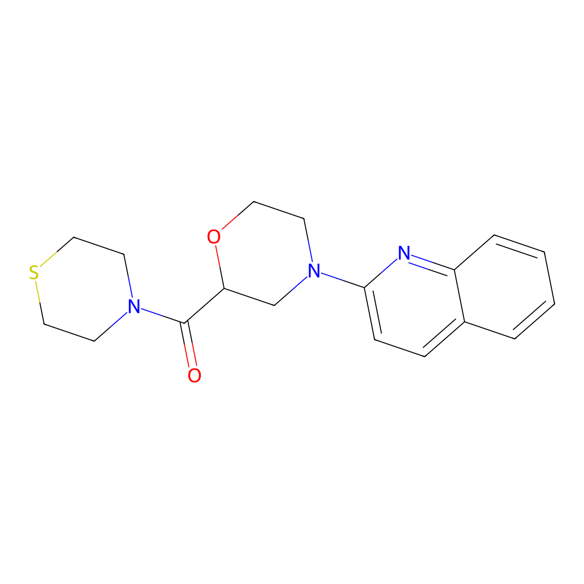 2-[2-(Thiomorpholine-4-carbonyl)morpholin-4-yl]quinoline molecular structure, CAS 2741936-62-7