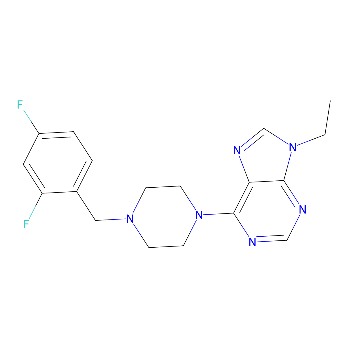 6-{4-[(2,4-difluorophenyl)methyl]piperazin-1-yl}-9-ethyl-9H-purine molecular structure, CAS 2741936-63-8