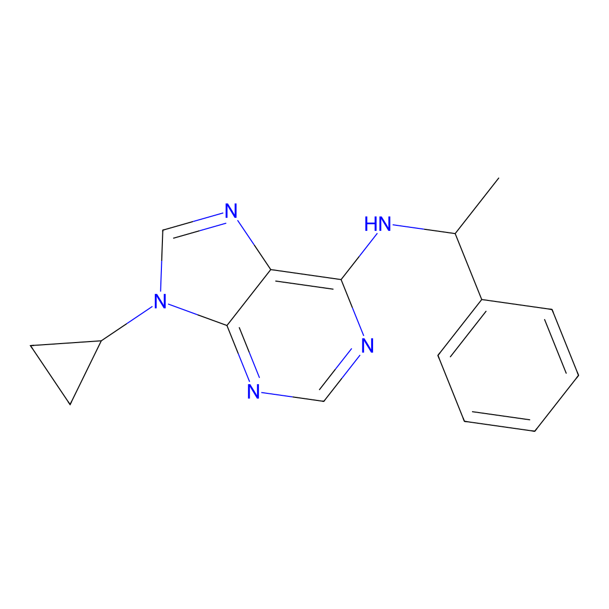 9-cyclopropyl-N-(1-phenylethyl)-9H-purin-6-amine molecular structure, CAS 2741936-68-3