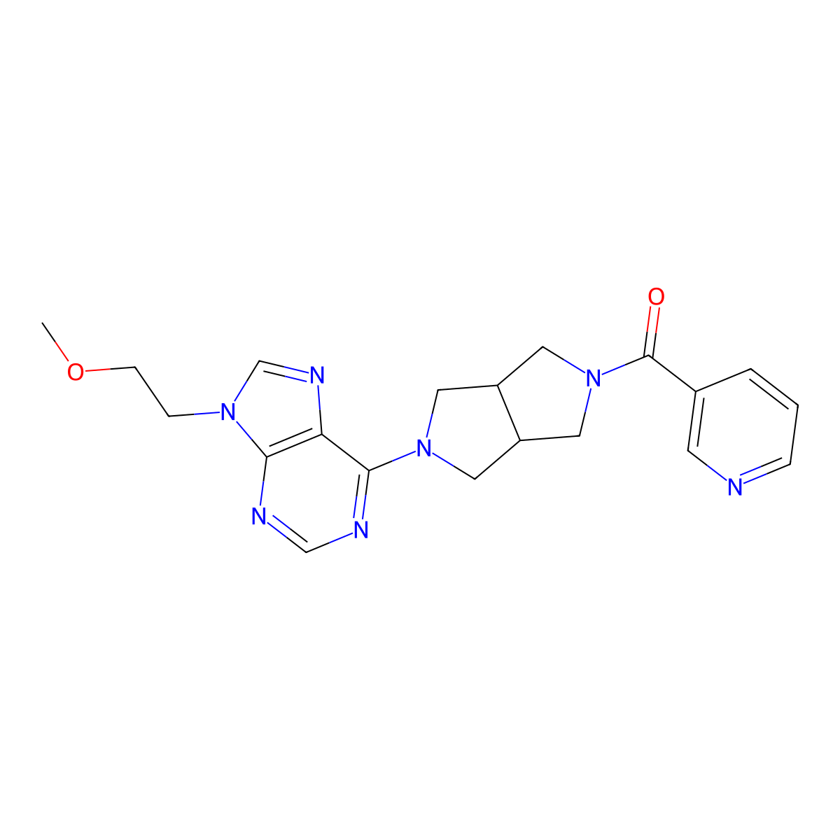 9-(2-methoxyethyl)-6-[5-(pyridine-3-carbonyl)-octahydropyrrolo[3,4-c]pyrrol-2-yl]-9H-purine molecular structure, CAS 2741936-72-9