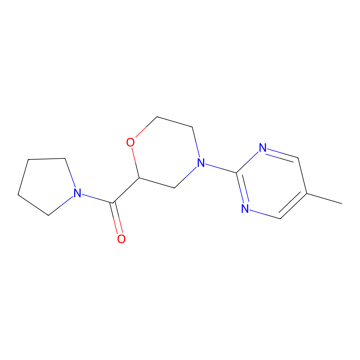 4-(5-Methylpyrimidin-2-yl)-2-(pyrrolidine-1-carbonyl)morpholine molecular structure, CAS 2741936-73-0