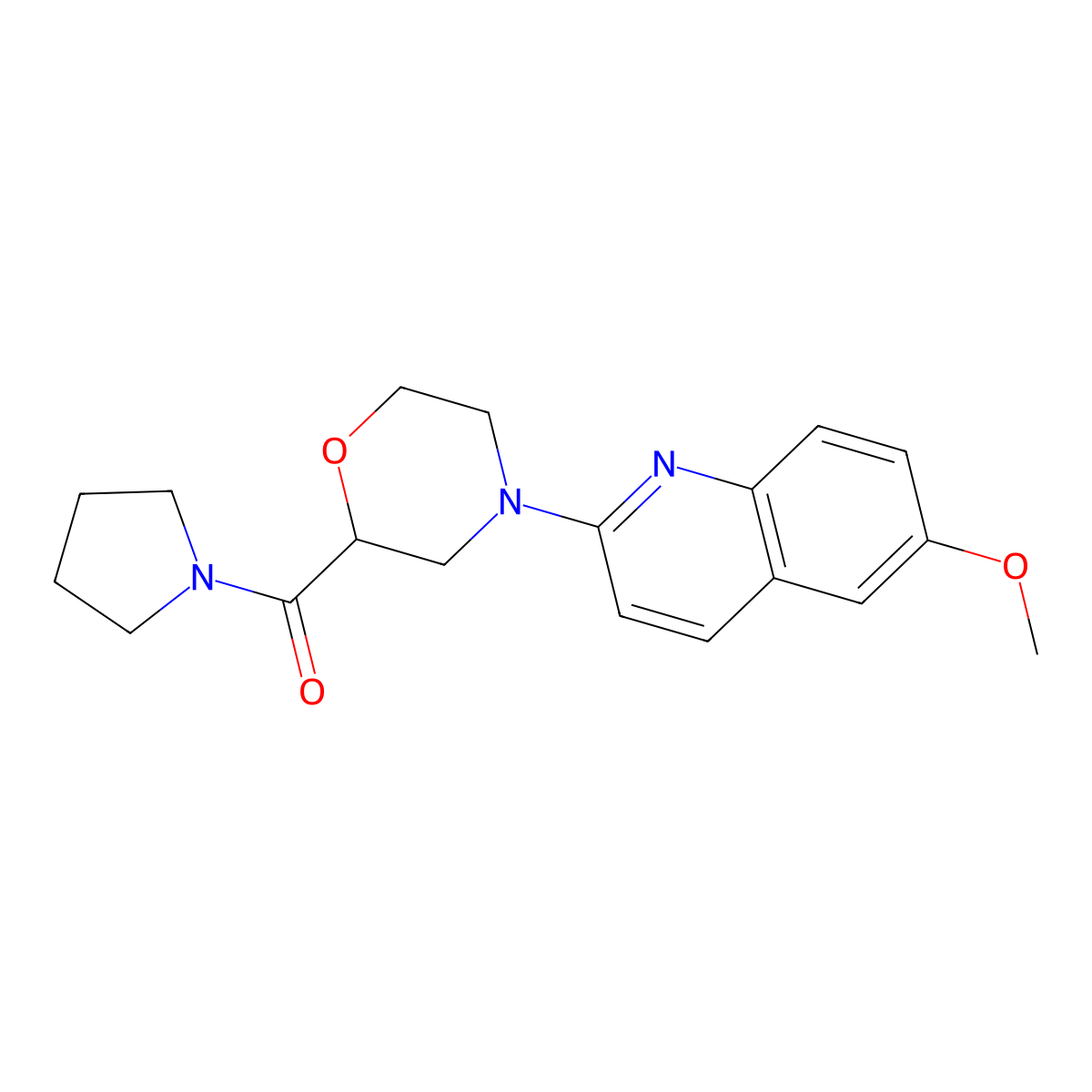 6-Methoxy-2-[2-(pyrrolidine-1-carbonyl)morpholin-4-yl]quinoline molecular structure, CAS 2741936-77-4
