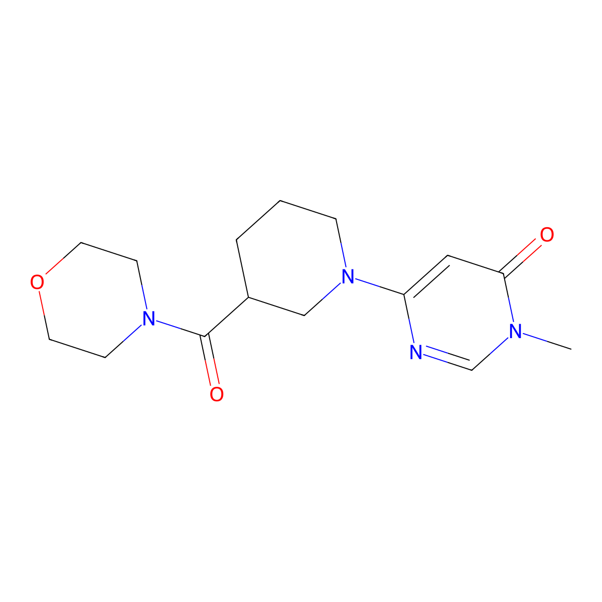 3-Methyl-6-[3-(morpholine-4-carbonyl)piperidin-1-yl]-3,4-dihydropyrimidin-4-one molecular structure, CAS 2741936-79-6