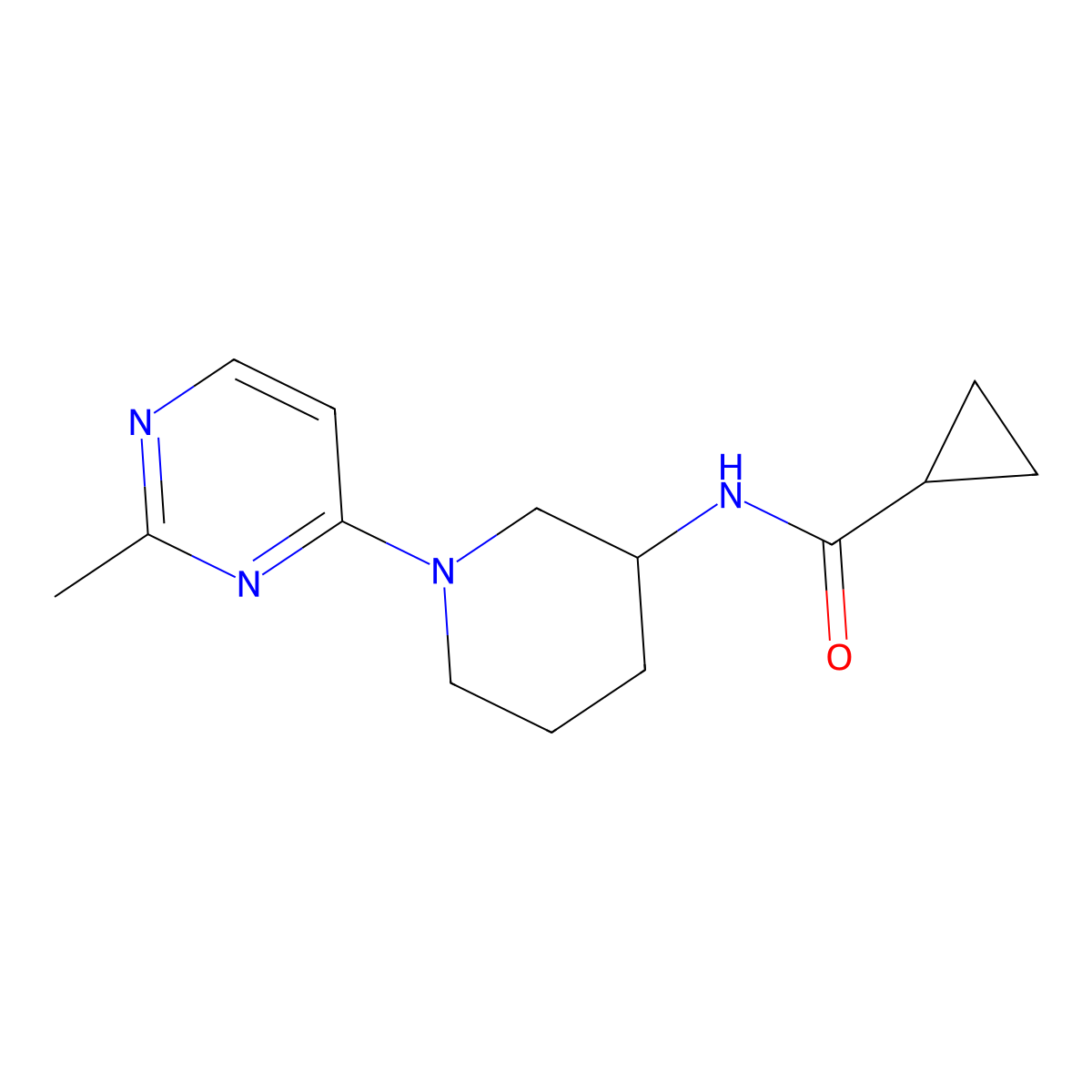 N-[1-(2-methylpyrimidin-4-yl)piperidin-3-yl]cyclopropanecarboxamide molecular structure, CAS 2741936-83-2