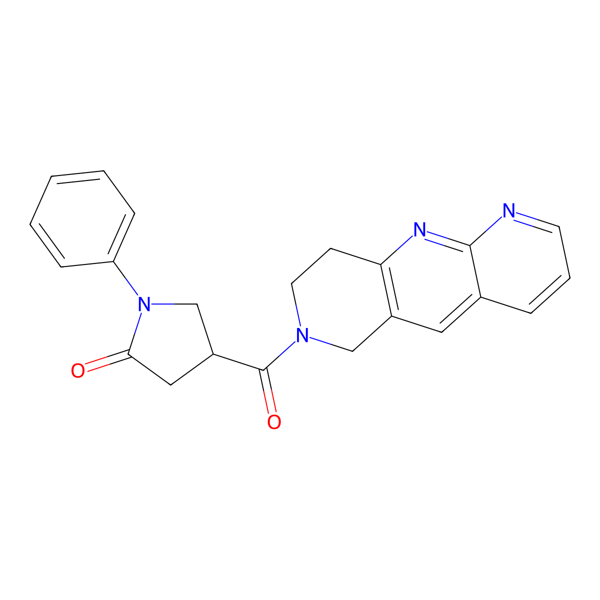 1-phenyl-4-{6H,7H,8H,9H-pyrido[2,3-b]1,6-naphthyridine-7-carbonyl}pyrrolidin-2-one molecular structure, CAS 2741936-87-6