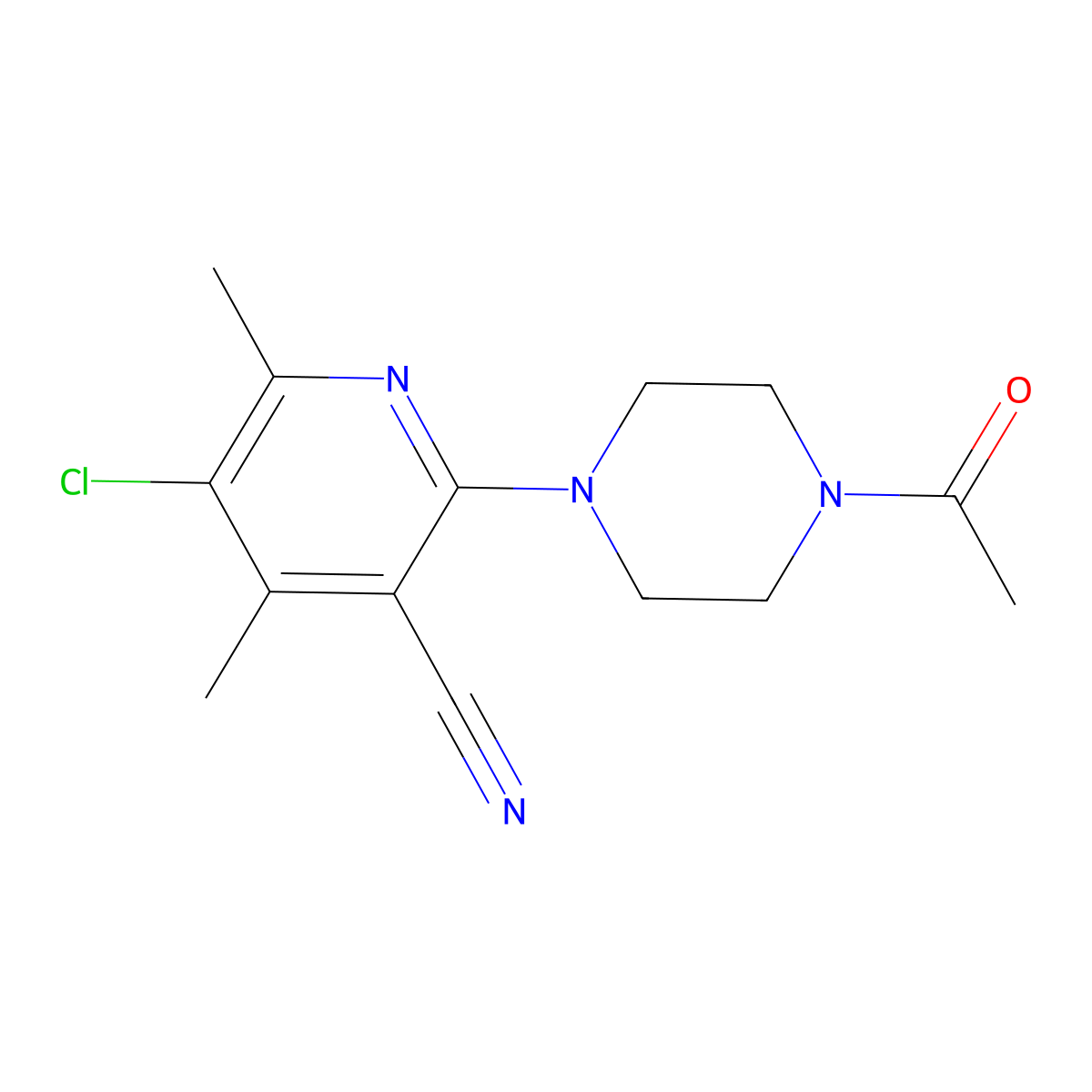 2-(4-Acetylpiperazin-1-yl)-5-chloro-4,6-dimethylpyridine-3-carbonitrile molecular structure, CAS 2741936-89-8