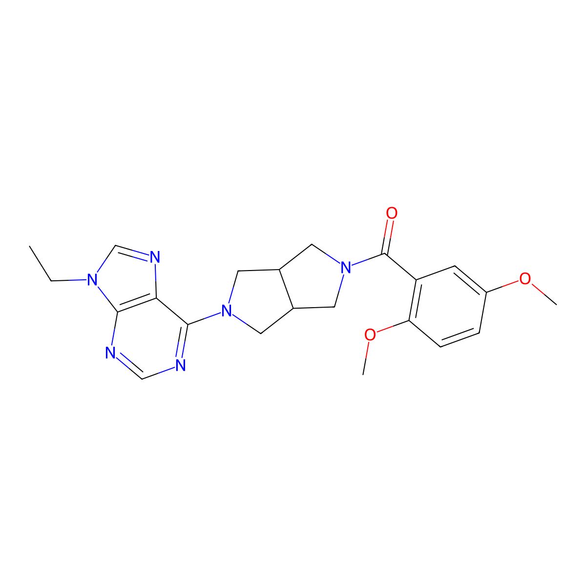 6-[5-(2,5-dimethoxybenzoyl)-octahydropyrrolo[3,4-c]pyrrol-2-yl]-9-ethyl-9H-purine molecular structure, CAS 2741936-96-7
