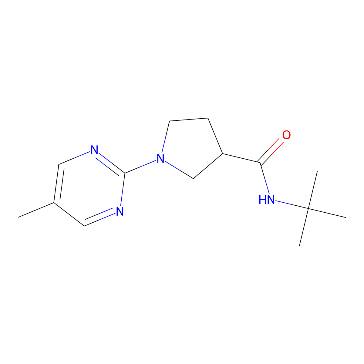 N-tert-butyl-1-(5-methylpyrimidin-2-yl)pyrrolidine-3-carboxamide molecular structure, CAS 2741936-97-8