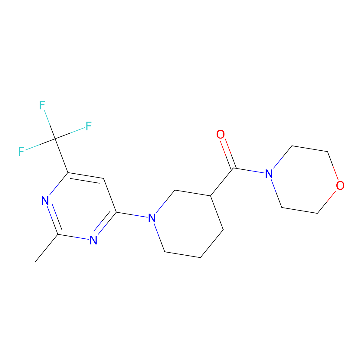 4-{1-[2-Methyl-6-(trifluoromethyl)pyrimidin-4-yl]piperidine-3-carbonyl}morpholine molecular structure, CAS 2741936-99-0