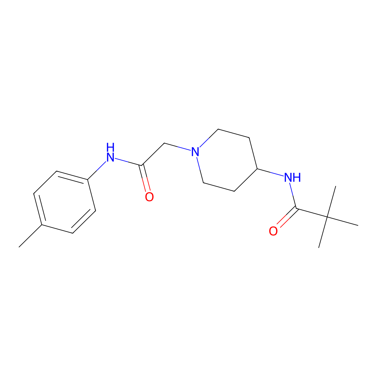 2,2-dimethyl-N-(1-{[(4-methylphenyl)carbamoyl]methyl}piperidin-4-yl)propanamide molecular structure, CAS 2741937-06-2