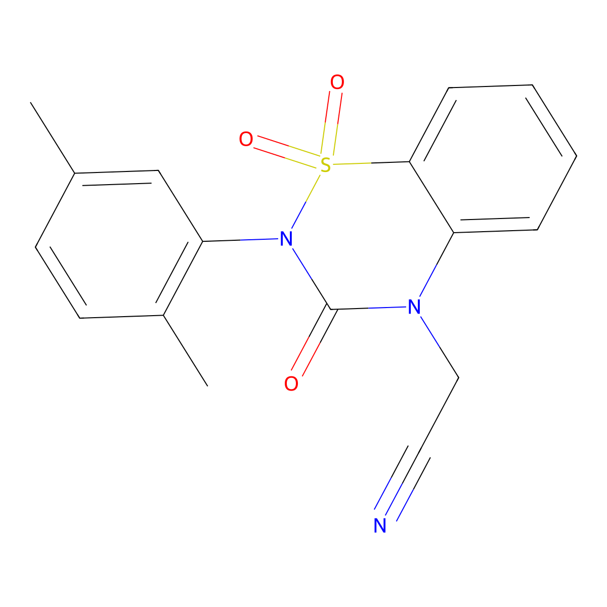 2-[2-(2,5-Dimethylphenyl)-1,1,3-trioxo-1lambda6,2,4-benzothiadiazin-4-yl]acetonitrile molecular structure, CAS 2741937-07-3