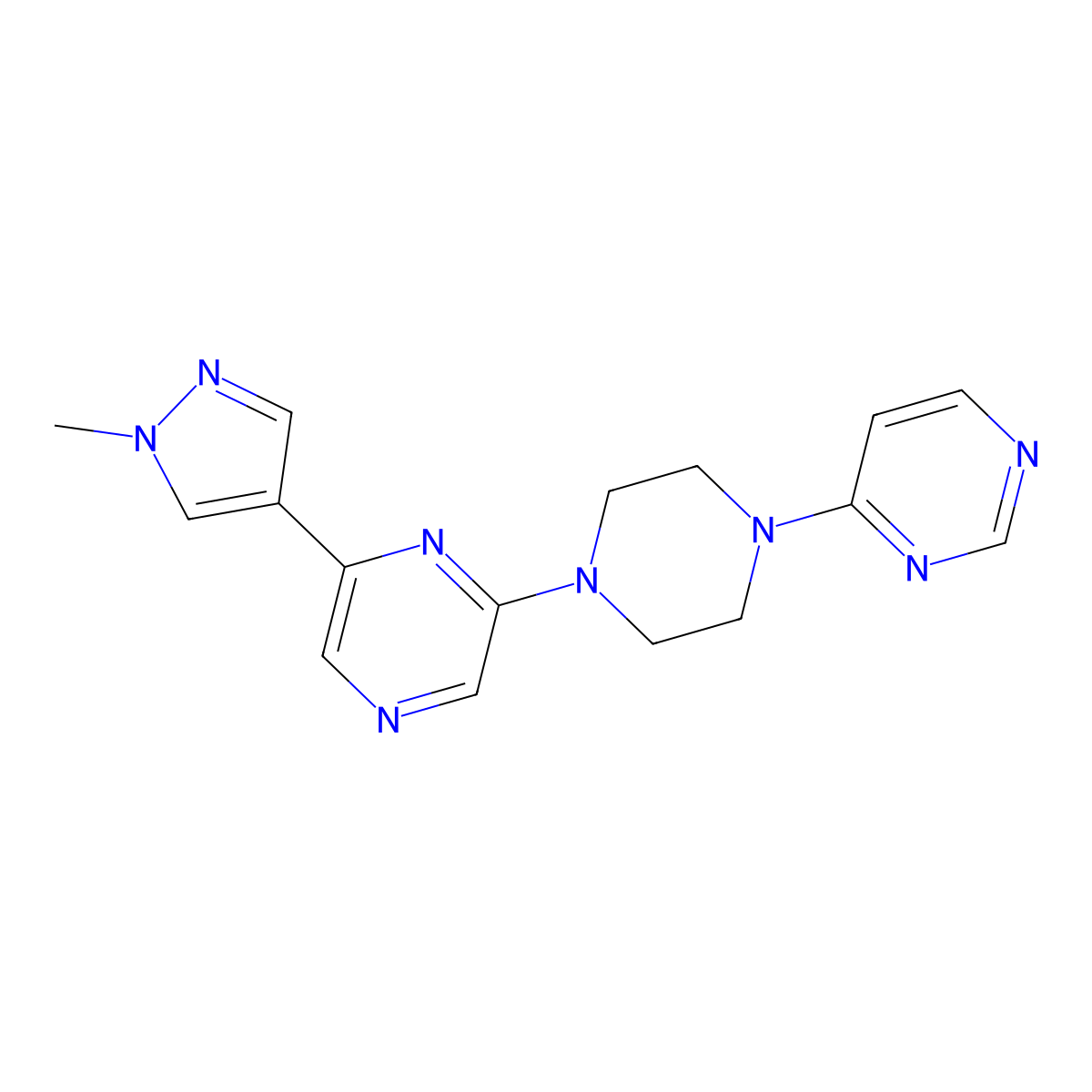 2-(1-Methylpyrazol-4-yl)-6-(4-pyrimidin-4-ylpiperazin-1-yl)pyrazine molecular structure, CAS 2741937-08-4