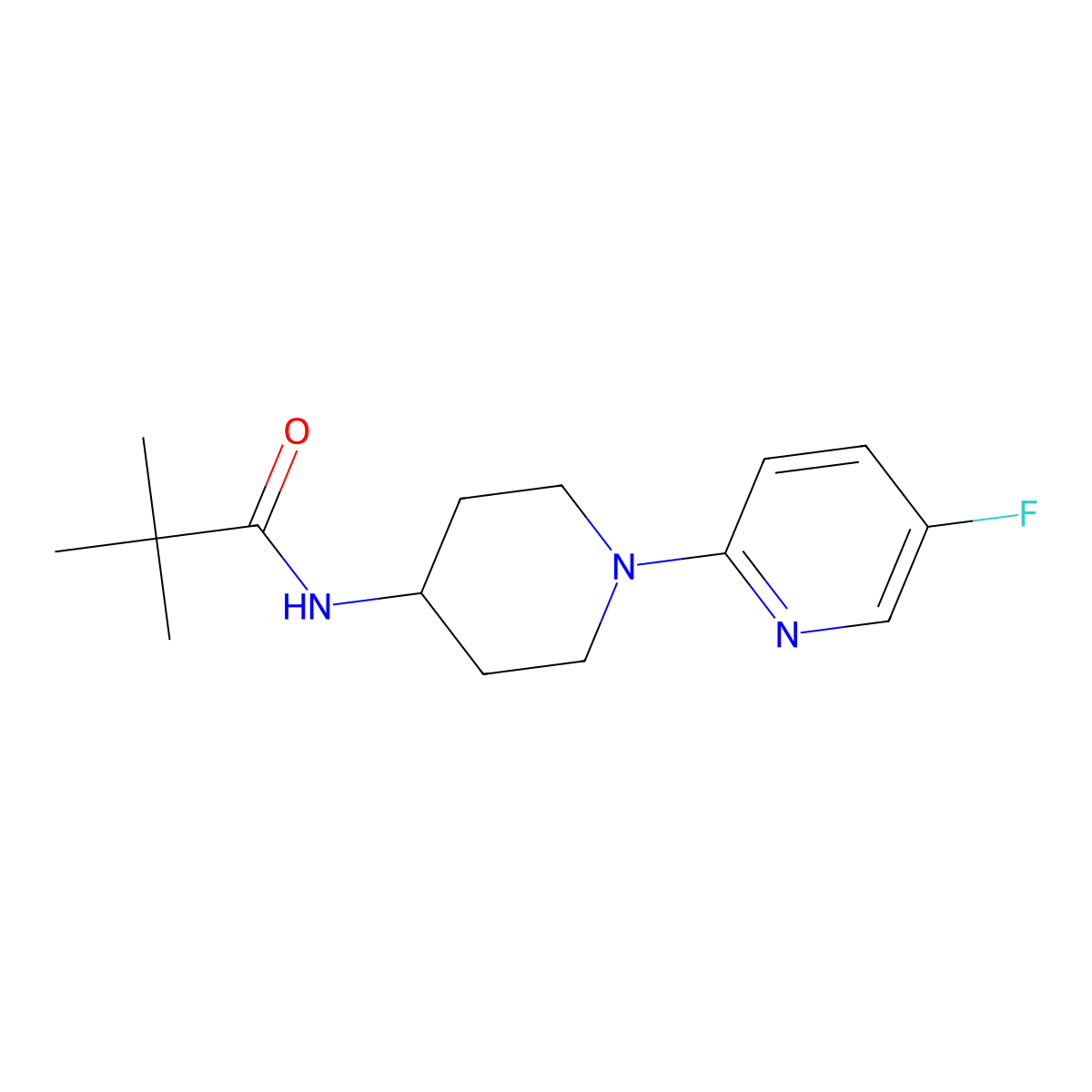 N-[1-(5-fluoropyridin-2-yl)piperidin-4-yl]-2,2-dimethylpropanamide molecular structure, CAS 2741937-09-5