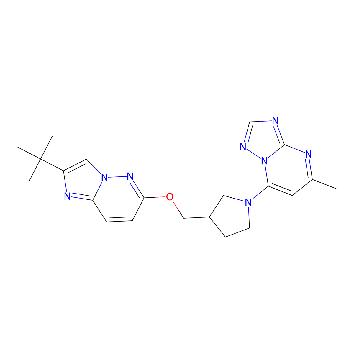 7-[3-[(2-Tert-butylimidazo[1,2-b]pyridazin-6-yl)oxymethyl]pyrrolidin-1-yl]-5-methyl-[1,2,4]triazolo[1,5-a]pyrimidine molecular structure, CAS 2741937-10-8