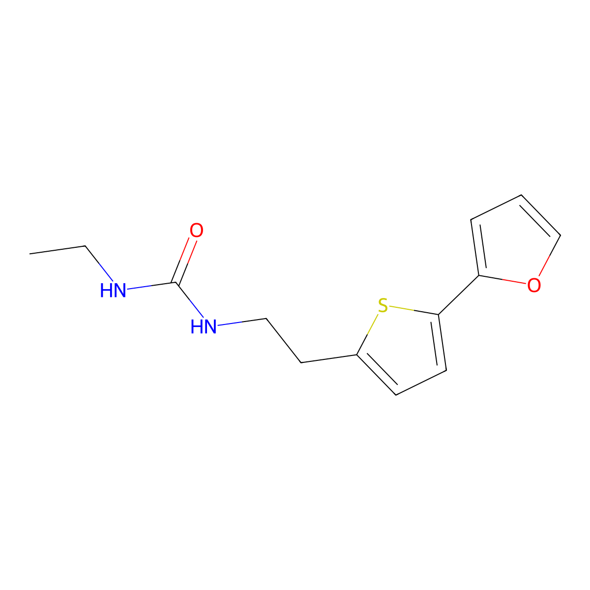3-Ethyl-1-{2-[5-(furan-2-yl)thiophen-2-yl]ethyl}urea molecular structure, CAS 2741937-12-0