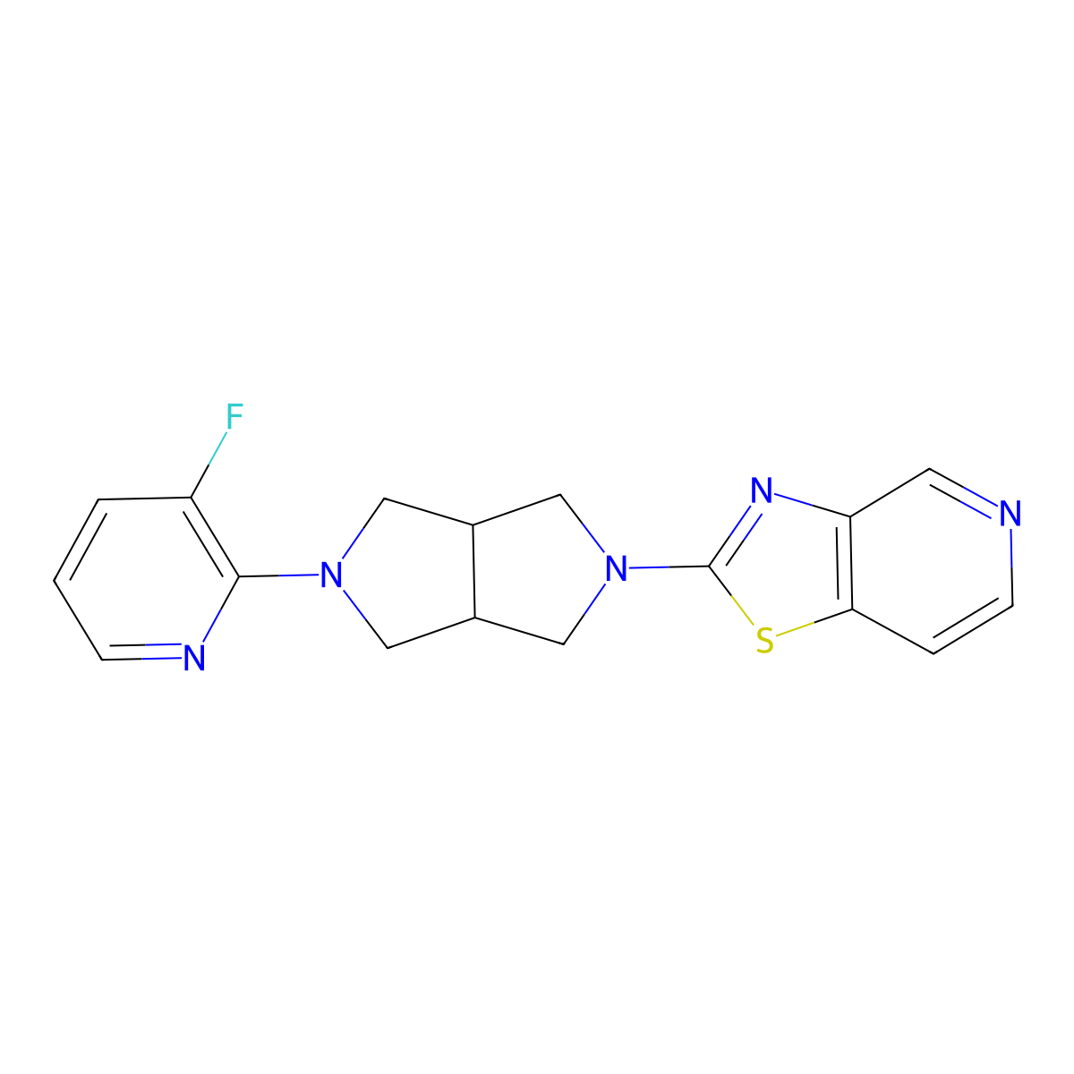 3-Fluoro-2-(5-{[1,3]thiazolo[4,5-c]pyridin-2-yl}-octahydropyrrolo[3,4-c]pyrrol-2-yl)pyridine molecular structure, CAS 2741937-16-4