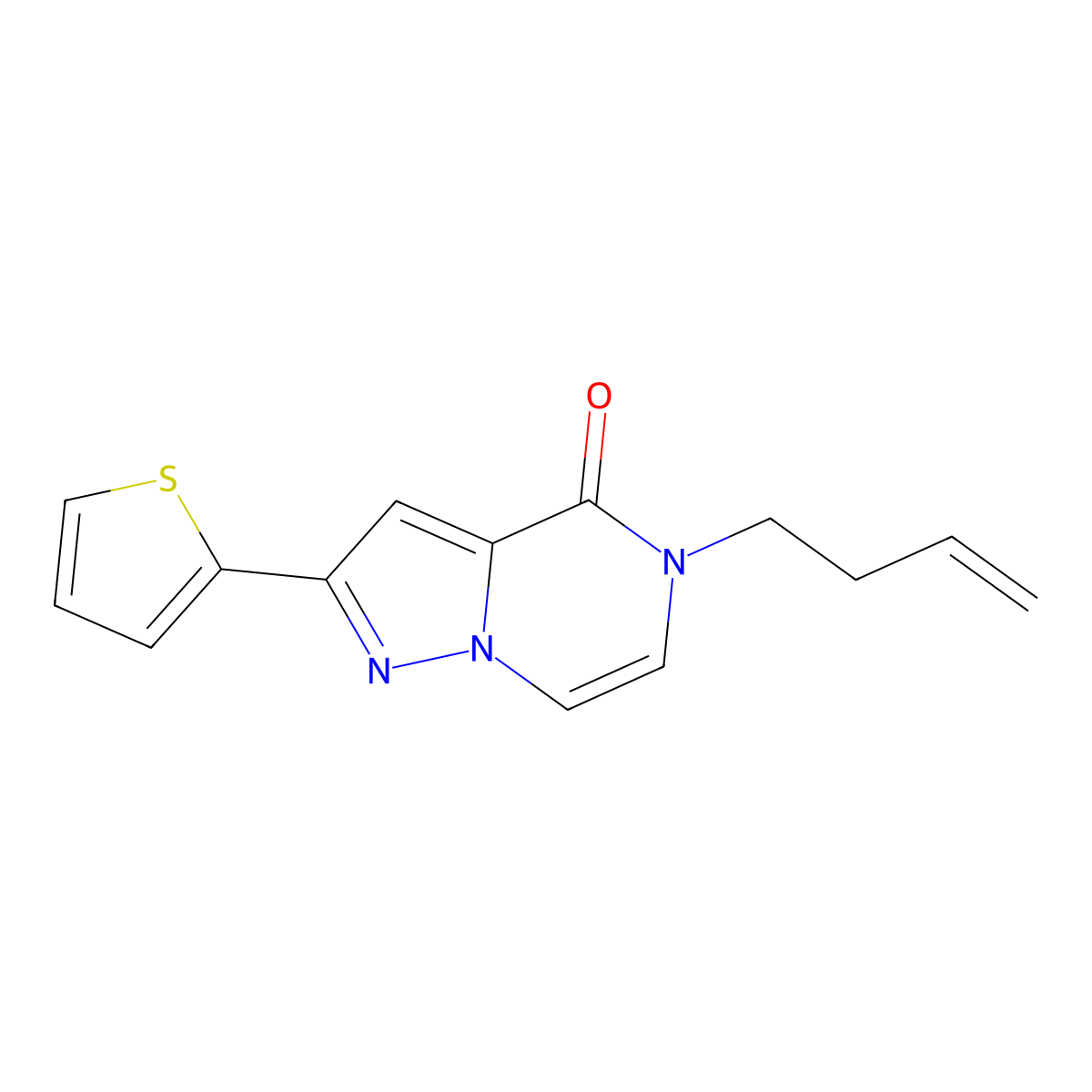 5-(but-3-en-1-yl)-2-(thiophen-2-yl)-4H,5H-pyrazolo[1,5-a]pyrazin-4-one molecular structure, CAS 2741937-18-6