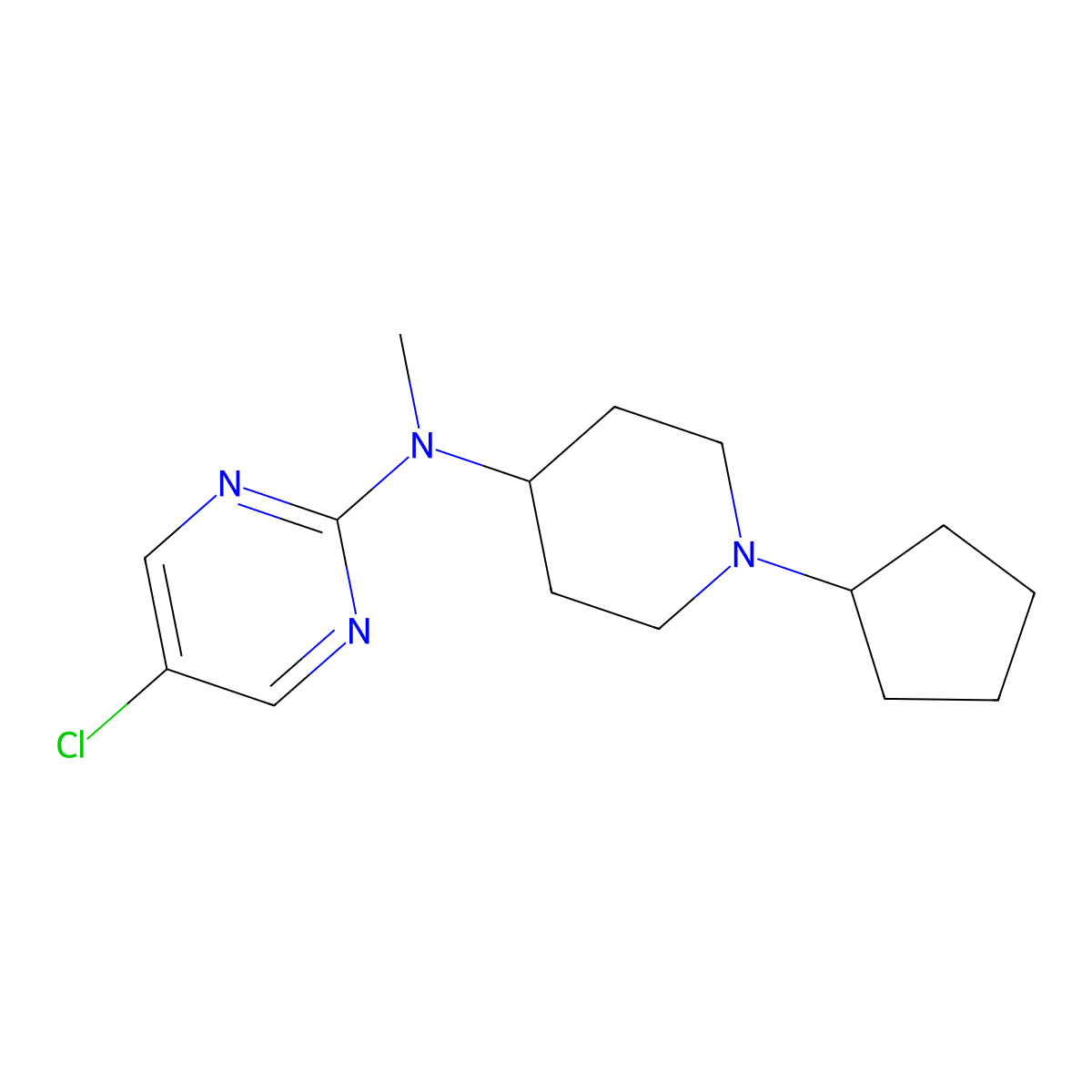 5-chloro-N-(1-cyclopentylpiperidin-4-yl)-N-methylpyrimidin-2-amine molecular structure, CAS 2741937-19-7