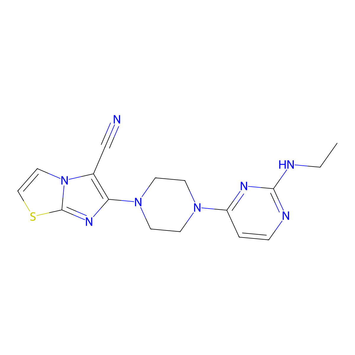 6-{4-[2-(Ethylamino)pyrimidin-4-yl]piperazin-1-yl}imidazo[2,1-b][1,3]thiazole-5-carbonitrile molecular structure, CAS 2741937-21-1