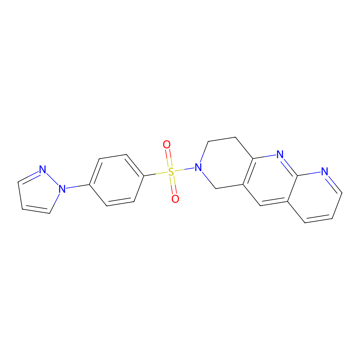1-(4-{6H,7H,8H,9H-pyrido[2,3-b]1,6-naphthyridine-7-sulfonyl}phenyl)-1H-pyrazole molecular structure, CAS 2741937-28-8