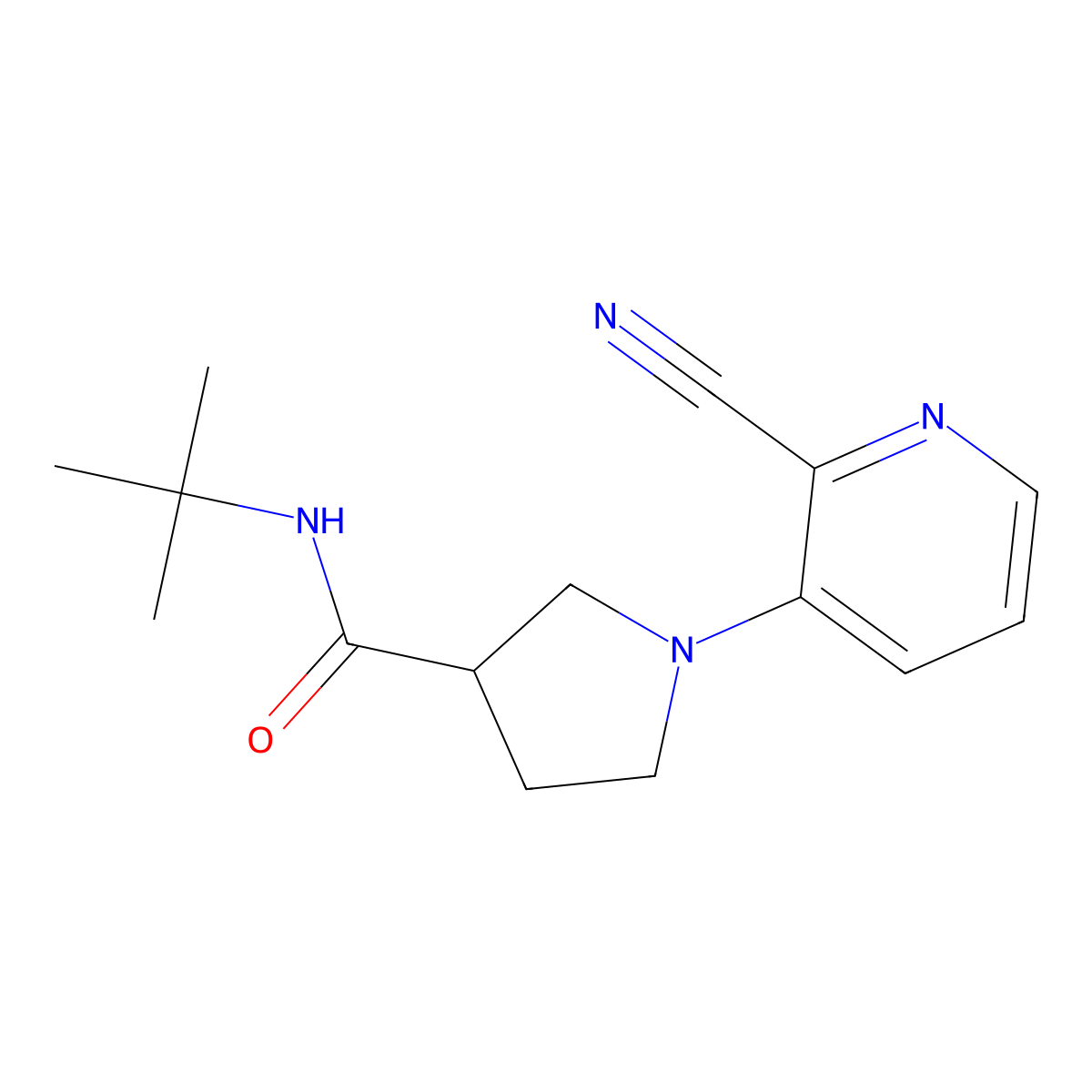 N-tert-butyl-1-(2-cyanopyridin-3-yl)pyrrolidine-3-carboxamide molecular structure, CAS 2741937-30-2
