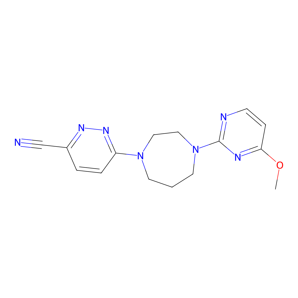 6-[4-(4-Methoxypyrimidin-2-yl)-1,4-diazepan-1-yl]pyridazine-3-carbonitrile molecular structure, CAS 2741937-31-3