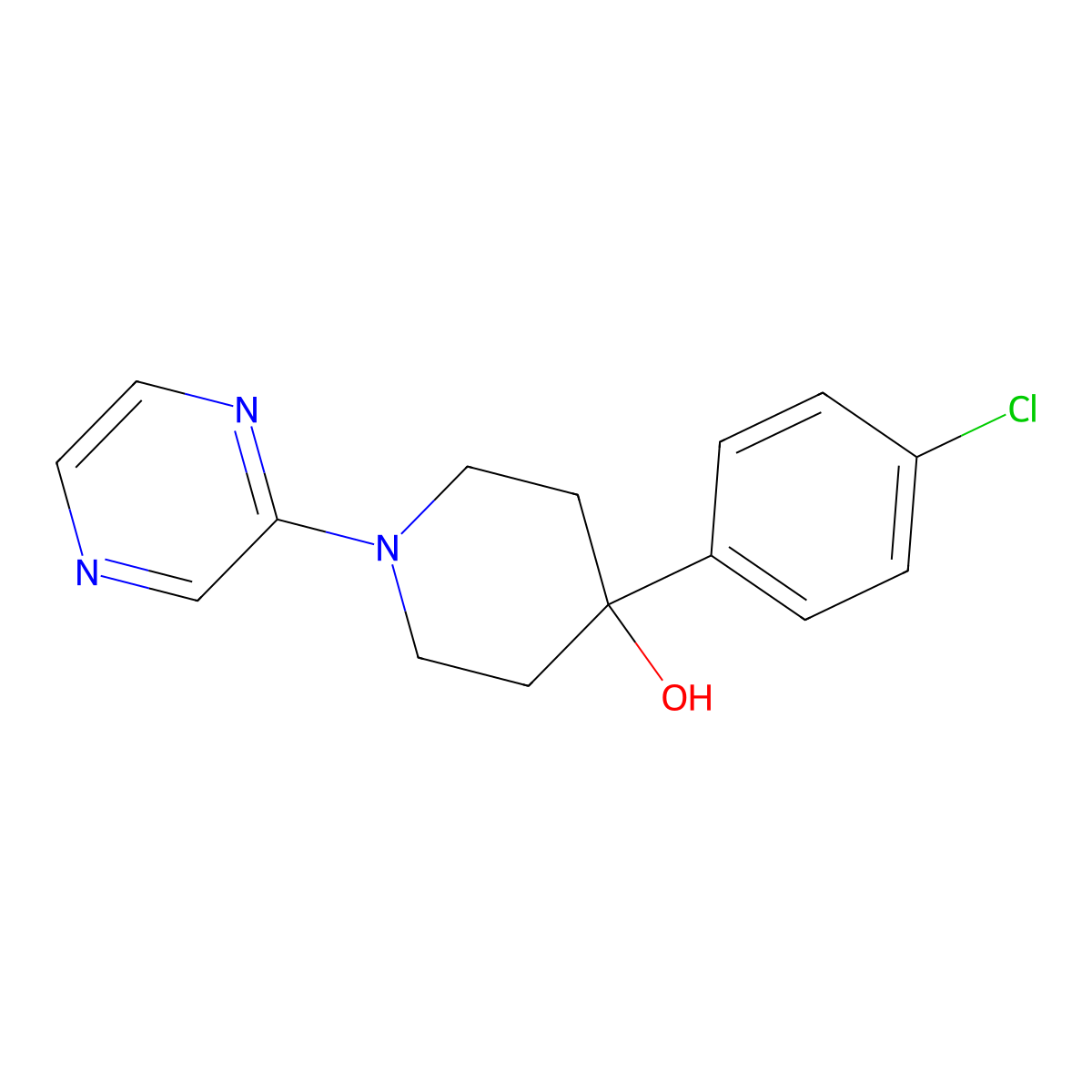 4-(4-Chlorophenyl)-1-(pyrazin-2-yl)piperidin-4-ol molecular structure, CAS 2741937-36-8