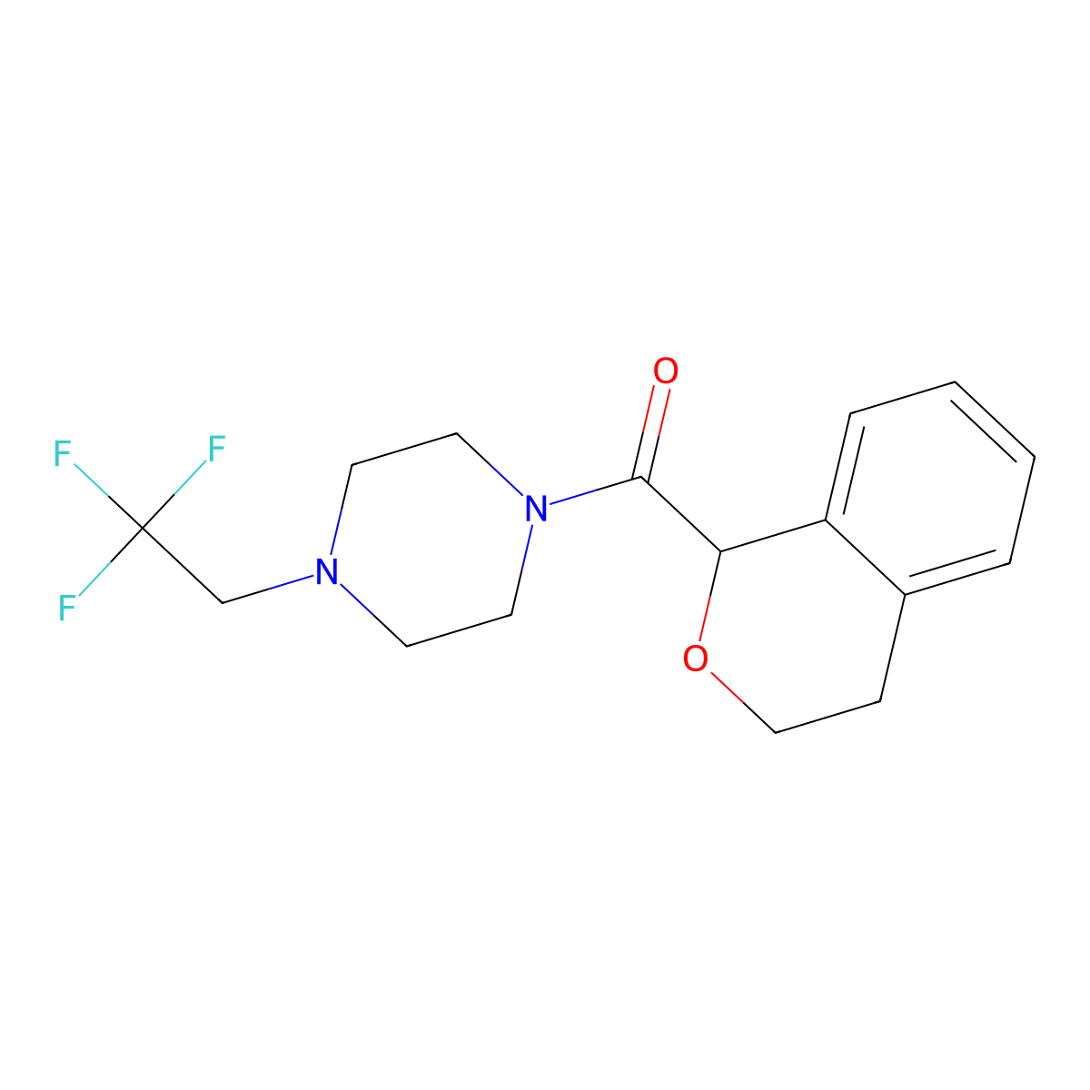 1-(3,4-dihydro-1H-2-benzopyran-1-carbonyl)-4-(2,2,2-trifluoroethyl)piperazine molecular structure, CAS 2741937-40-4
