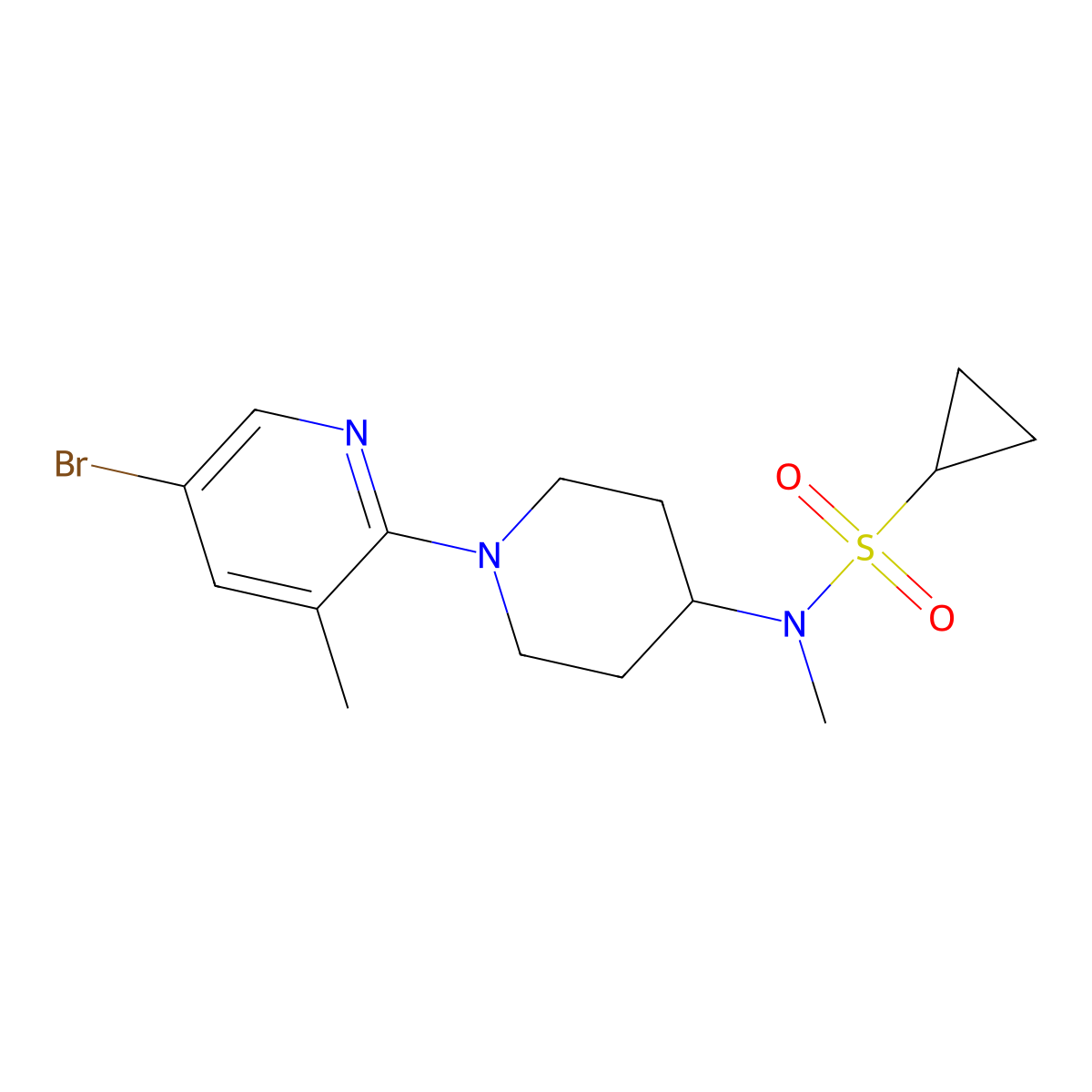 N-[1-(5-bromo-3-methylpyridin-2-yl)piperidin-4-yl]-N-methylcyclopropanesulfonamide molecular structure, CAS 2741937-43-7