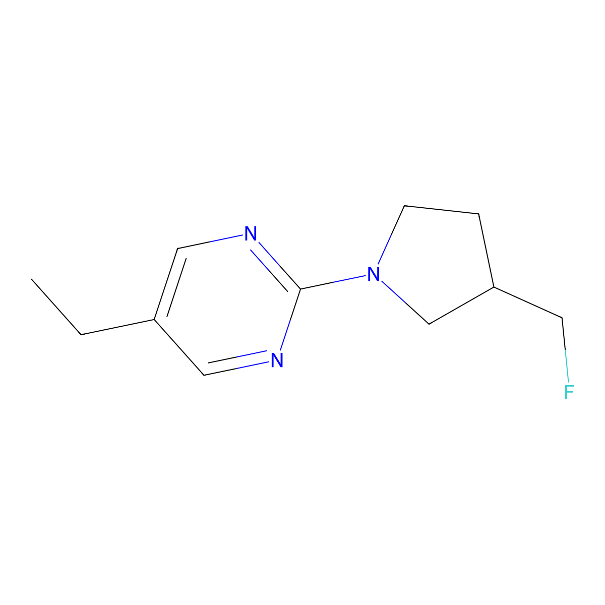 5-Ethyl-2-[3-(fluoromethyl)pyrrolidin-1-yl]pyrimidine molecular structure, CAS 2741937-49-3