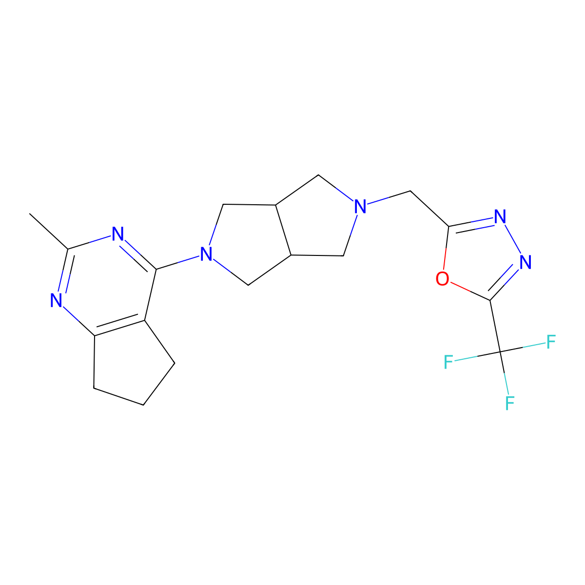 2-[(5-{2-methyl-5H,6H,7H-cyclopenta[d]pyrimidin-4-yl}-octahydropyrrolo[3,4-c]pyrrol-2-yl)methyl]-5-(trifluoromethyl)-1,3,4-oxadiazole molecular structure, CAS 2741937-51-7