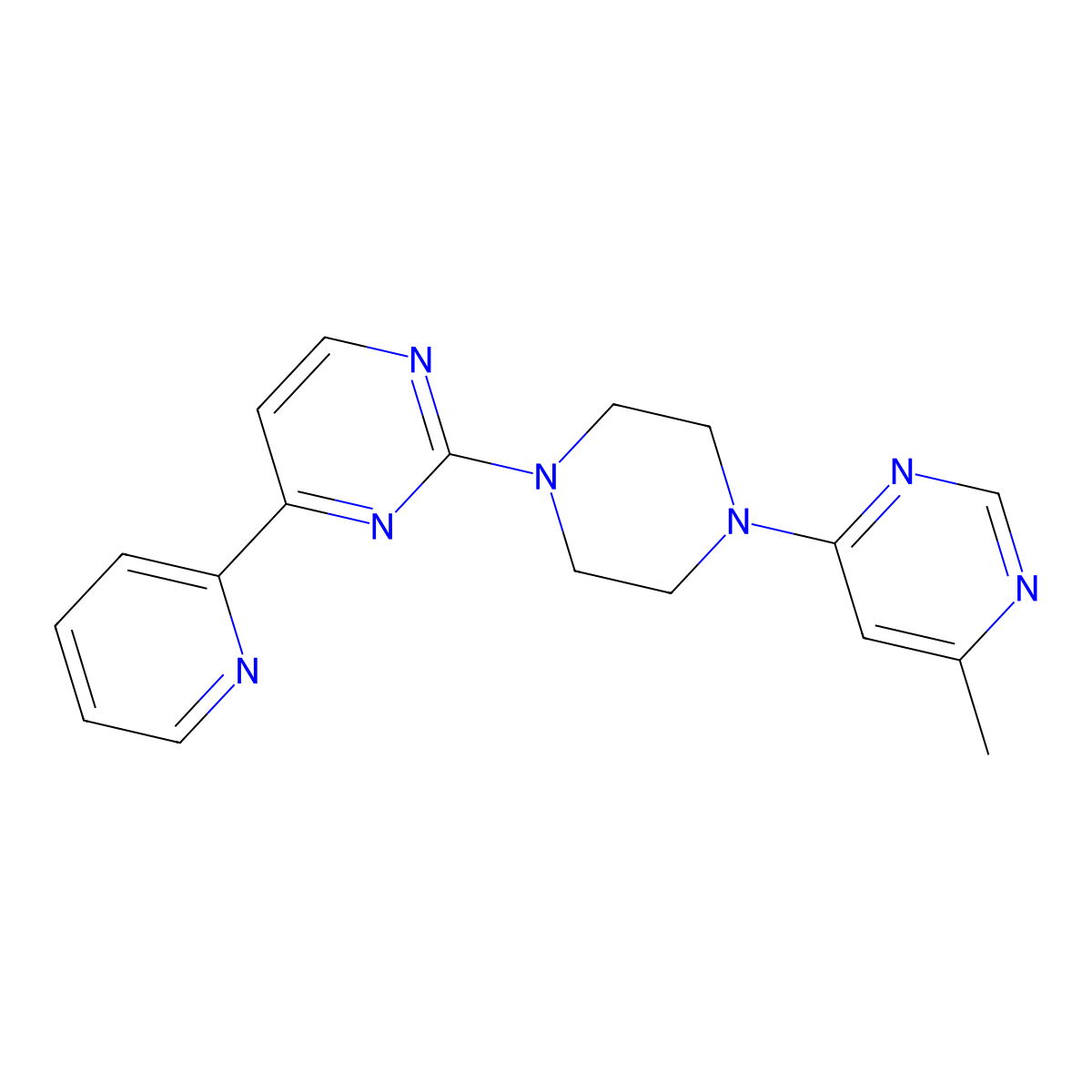2-[4-(6-Methylpyrimidin-4-yl)piperazin-1-yl]-4-(pyridin-2-yl)pyrimidine molecular structure, CAS 2741937-57-3