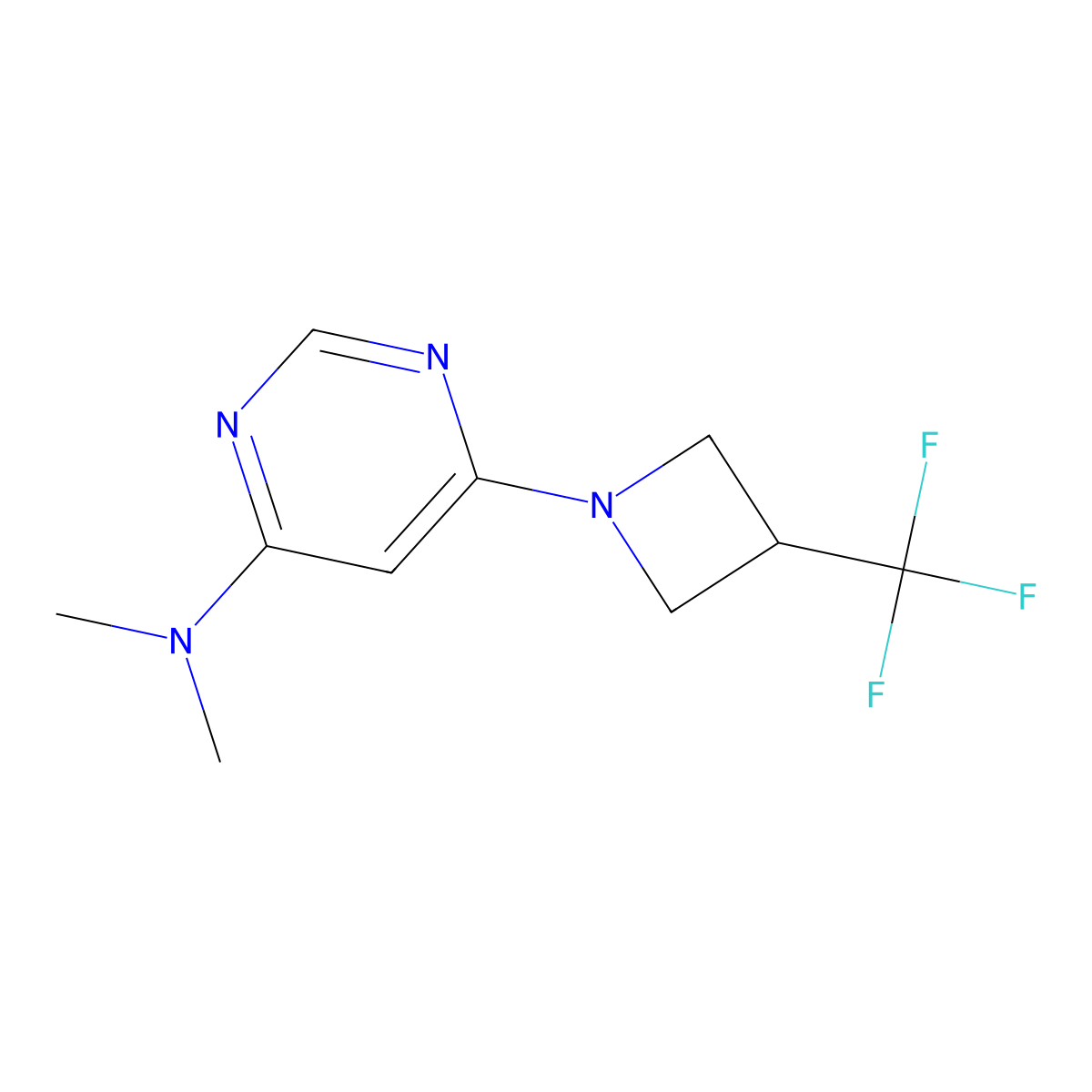 N,N-dimethyl-6-[3-(trifluoromethyl)azetidin-1-yl]pyrimidin-4-amine molecular structure, CAS 2741937-65-3