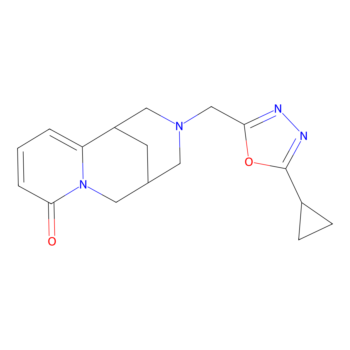 11-[(5-Cyclopropyl-1,3,4-oxadiazol-2-yl)methyl]-7,11-diazatricyclo[7.3.1.02,7]trideca-2,4-dien-6-one molecular structure, CAS 2741937-68-6