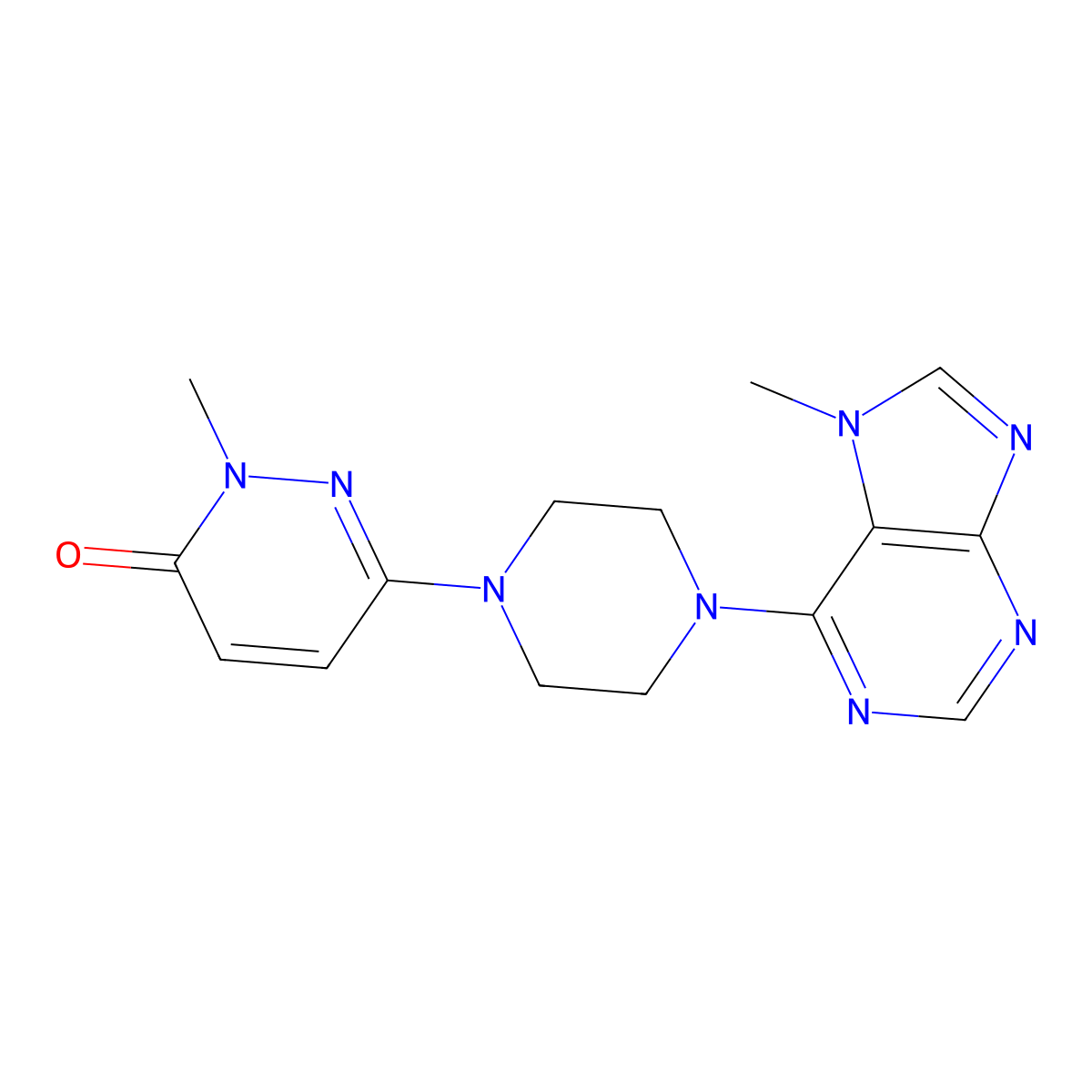 2-methyl-6-[4-(7-methyl-7H-purin-6-yl)piperazin-1-yl]-2,3-dihydropyridazin-3-one molecular structure, CAS 2741937-73-3