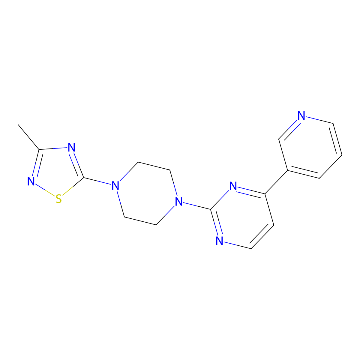 2-[4-(3-Methyl-1,2,4-thiadiazol-5-yl)piperazin-1-yl]-4-(pyridin-3-yl)pyrimidine molecular structure, CAS 2741937-76-6