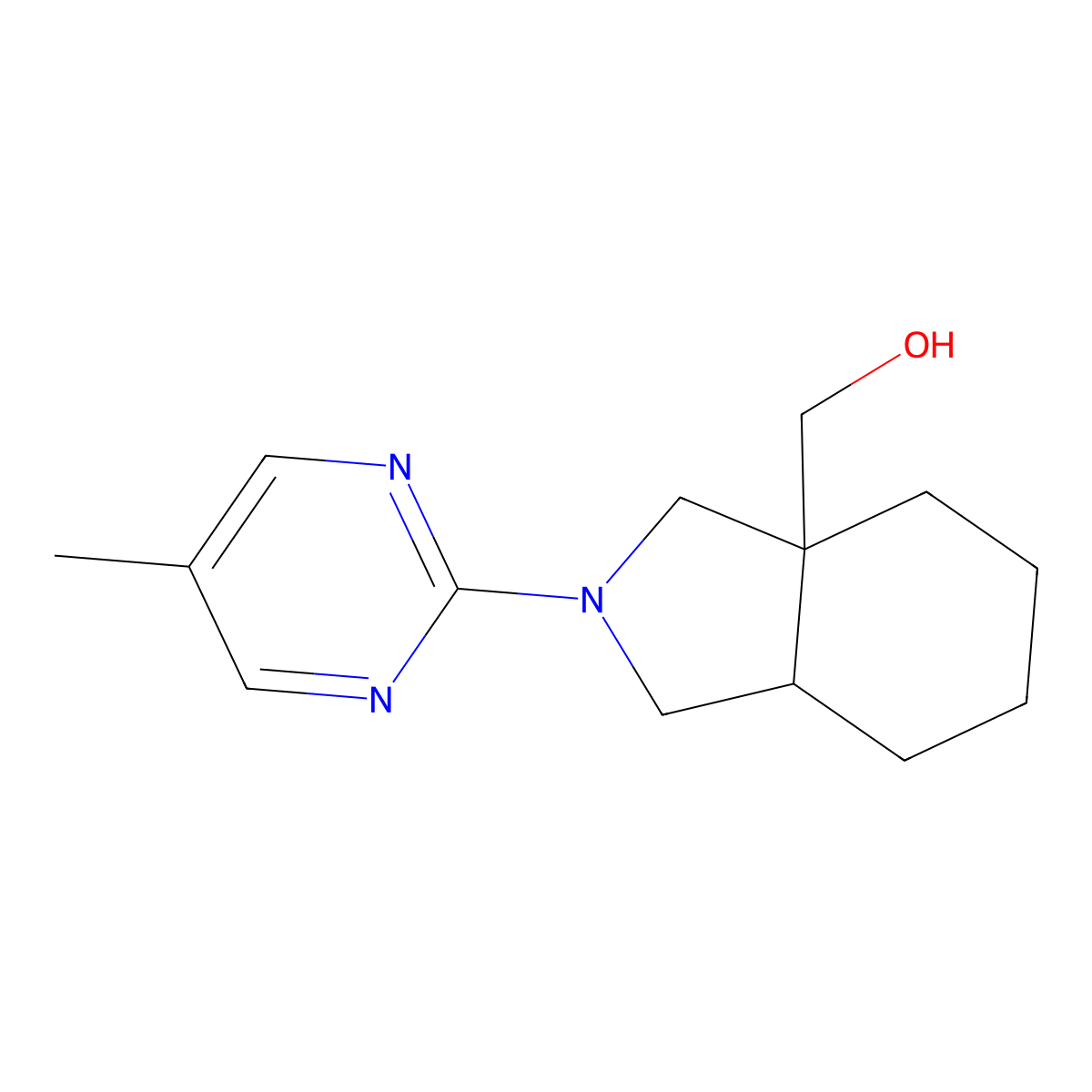 [2-(5-methylpyrimidin-2-yl)-octahydro-1H-isoindol-3a-yl]methanol molecular structure, CAS 2741937-77-7