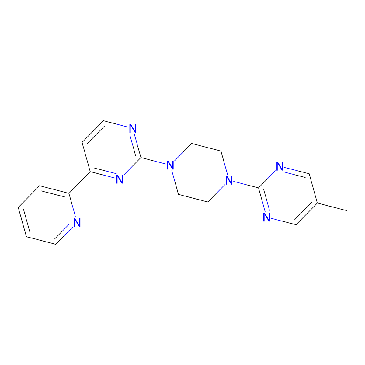 2-[4-(5-Methylpyrimidin-2-yl)piperazin-1-yl]-4-(pyridin-2-yl)pyrimidine molecular structure, CAS 2741937-80-2